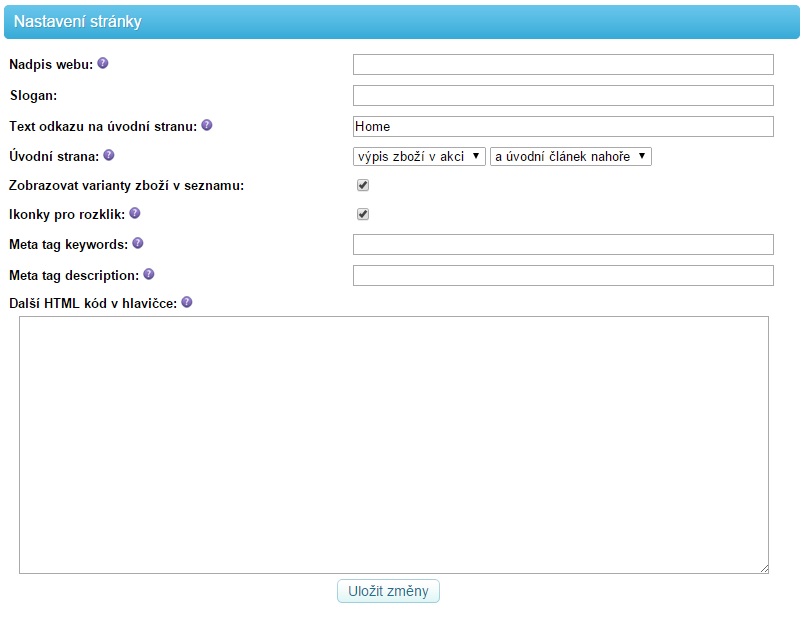 Nastavení stránky Nastavení stránky