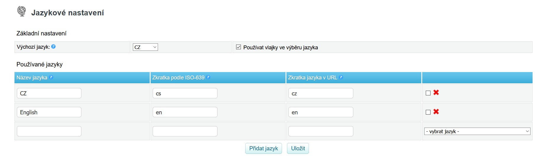 11-3 Nastavení - jazykové mutace