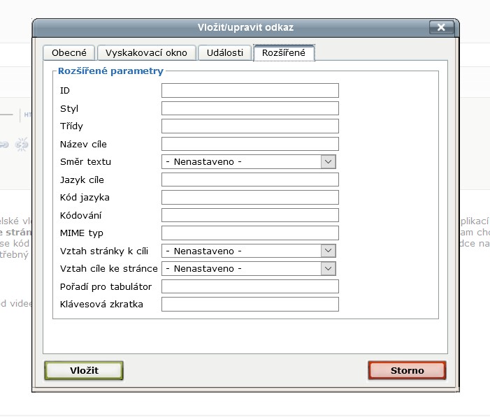 15-2 Vlastní odkaz - rozšířené nastavení