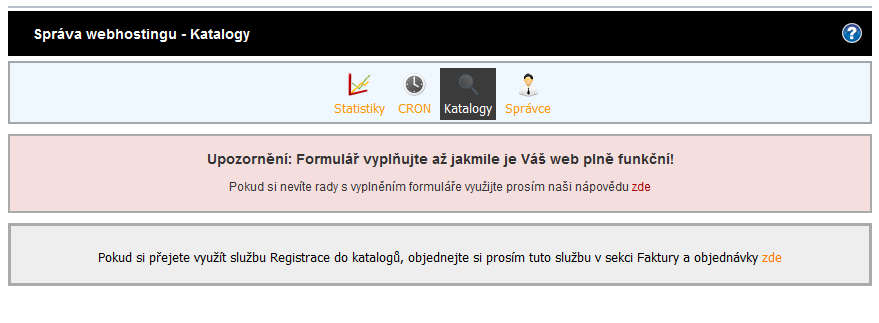 Administrace webhostingu - katalogy Administrace webhostingu - katalogy