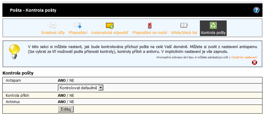 Administrace webhostingu - kontrola pošty