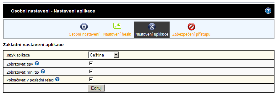Administrace webhostingu - nastavení aplikace Administrace webhostingu - nastavení aplikace