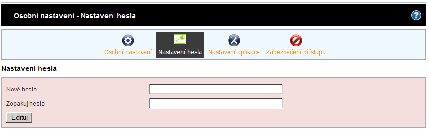 Administrace webhostingu - nastavení hesla Administrace webhostingu - nastavení hesla