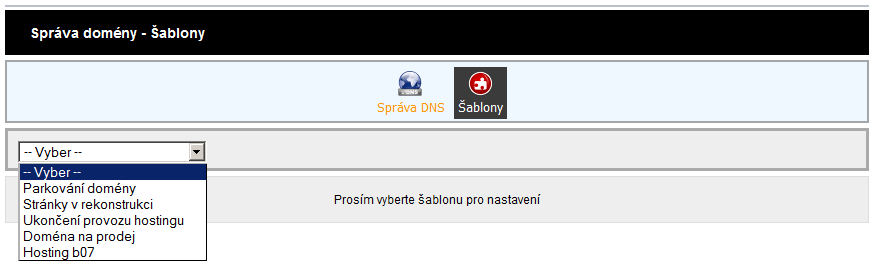 Administrace webhostingu - šablony s DNS záznamy Administrace webhostingu - šablony s DNS záznamy
