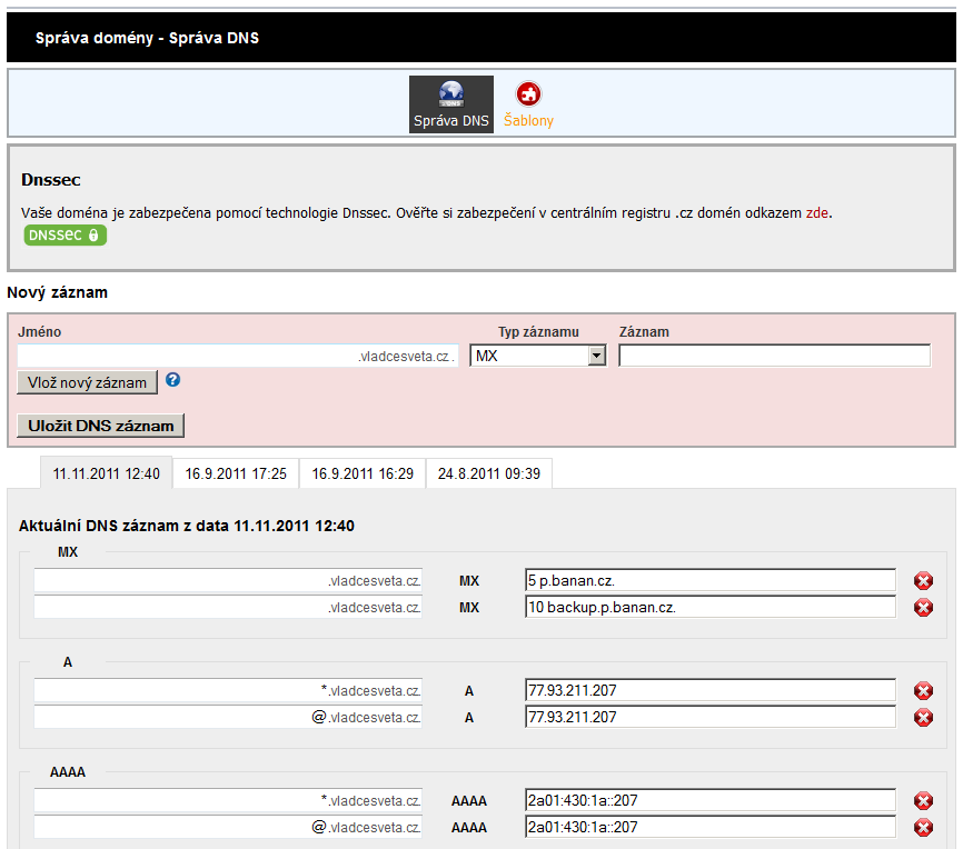 Administrace webhostingu - správa DNS Administrace webhostingu - správa DNS