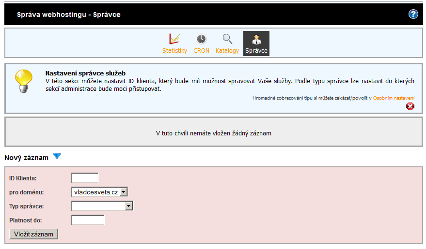 Administrace webhostingu - Správce Administrace webhostingu - Správce
