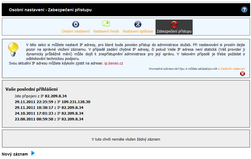 Administrace webhostingu - zabezpečení přístupu Administrace webhostingu - zabezpečení přístupu
