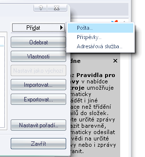 Přidání pošty
