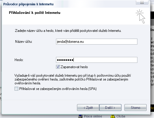 Přihlašování k poště