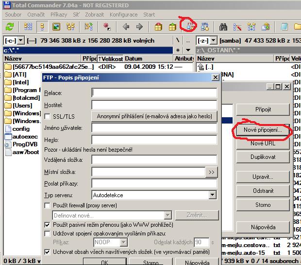Total Commander - nové připojení Total Commander - nové připojení