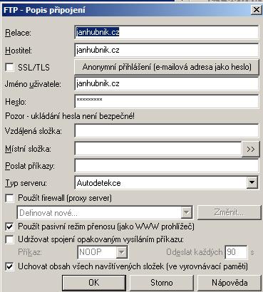 Total Commander - popis připojení Total Commander - popis připojení