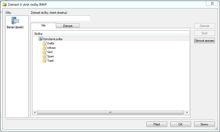 Wmail - seznam složek