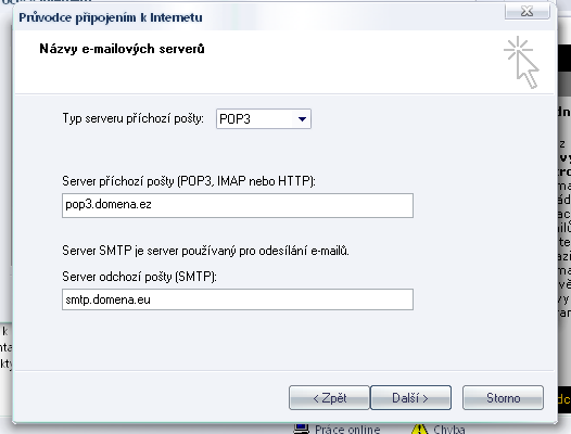 Zadání emailových serverů